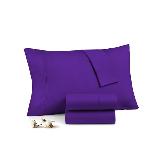 SGI Bedding 2 Piece 26X26 Shams Purple Solid 600 Thread Count Standard Shams