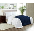 thumbnail image 1 of SGI Queen Contrast Comforter Set Microfiber Fill 3 Piece Navy Blue, 1 of 5