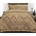 thumbnail image 1 of SGI Super King Plus Diamond Ruffle Comforter Set Microfiber 3 Piece Taupe, 1 of 5