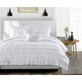 thumbnail image 1 of SGI Super King Plus Multi Ruffle Comforter Set Microfiber White 3 Piece, 1 of 5