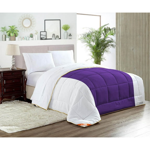 SGI Twin XL Contrast Comforter Set Microfiber Fill 3 Piece Purple