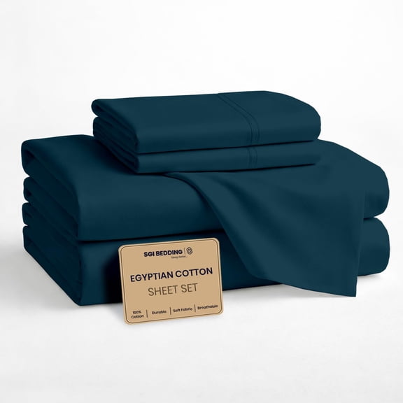 SGI bedding 100% Egyptian Cotton 1000 TC Sheets Queen Size – Cooling Sheets, Soft Breathable Teal Bedding, Luxury Bedding, Luxury Hotel Sheet Set, Deep Pocket 15", 4 Piece Set