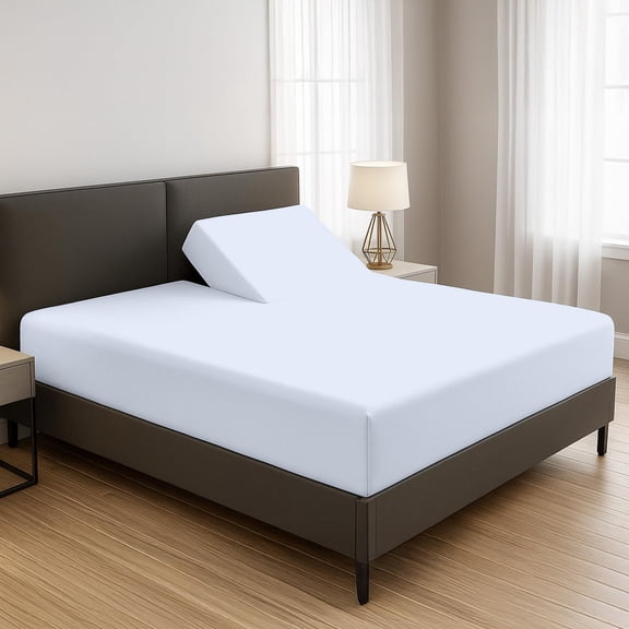 SGI bedding 34" King Split Top Flex Head Fitted Sheet Only – 600 Thread Count 100% Egyptian Cotton – Deep Pocket 15" Adjustable Bed Fitted Sheet – Soft, Breathable, Light Blue Solid