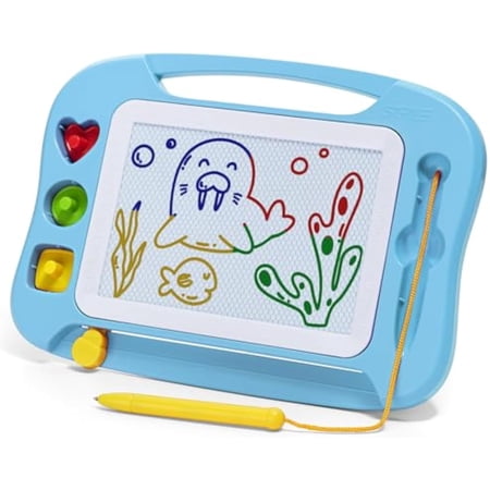 SGILE Magnetic Drawing Board for Kids, Colorful Erasable Doodle Board with Magnet Pen, Travel Toy, Birthday Gift, Educational Learning Toy for Toddlers, Light-Bl