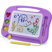 SGILE Magnetic Drawing Board for Kids, Colorful Erasable Doodle Board with Magnet Pen, Painting Sketch Pad with Three Stamps, Travel Toy, Birthday Gift, Educational Learning Toy for Toddlers, Purple