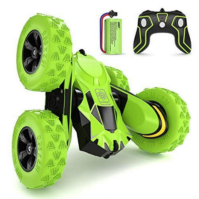 SGILE Stunt RC Car Toy, Remote Control Vehicle Double Sided 360 Degree Rolling Rotating Rotation for Boys Kids Girls,Green