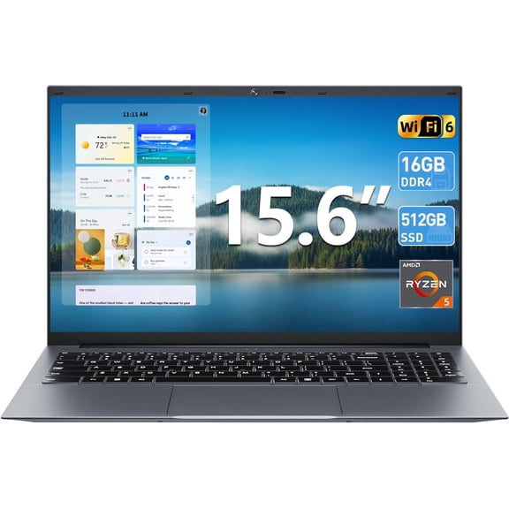 SGIN 15.6" Windows 11 Laptop 16GB DDR4 512GB SSD Laptop Computer, 4-Core AMD R5-3500U CPU, 1080P FHD, Wifi 6