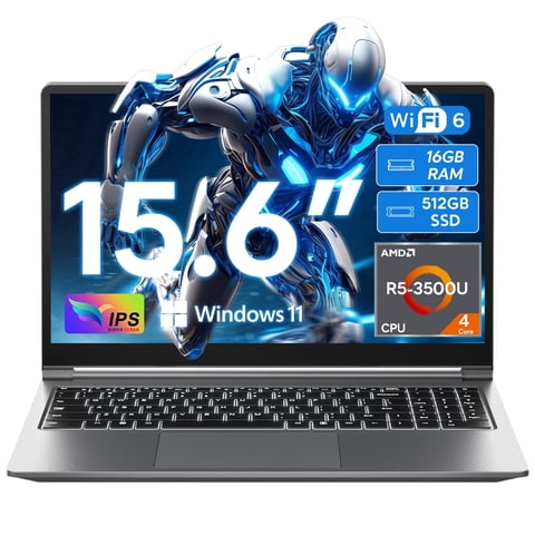 SGIN 15.6" Windows 11 Laptop 16GB DDR4 512GB SSD Laptop Computer, 4-Core AMD R5-3500U CPU, AI App, 1080P FHD, Wifi 6