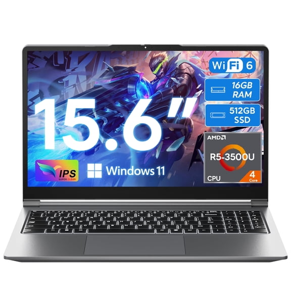 SGIN 15.6" Windows 11 Laptop 16GB DDR4 512GB SSD Laptop Computer, 4-Core AMD R5-3500U CPU, AI App, 1080P FHD, Wifi 6