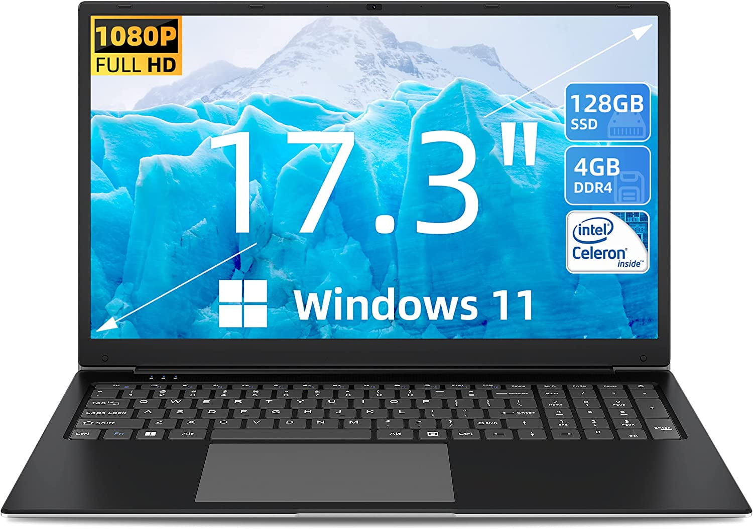 SGIN 15.6inch Laptop 4GB DDR4 128GB SSD Windows 11 Laptop Computer with Intel Celeron J4105 Up to 2.8GHz Full HD 1920x1080 Laptops Computer, Gray