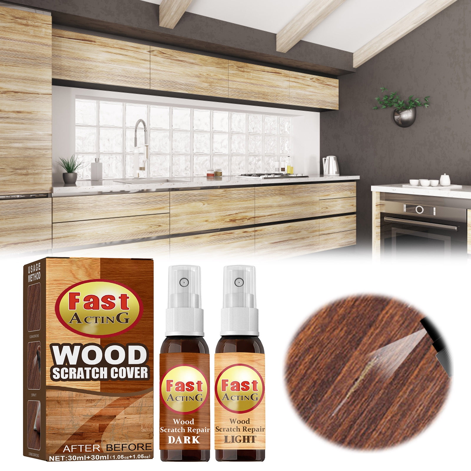 SGJHEQ 2 Pack Fix It For Wood For Furniture Scratch Remover Set Fast ...