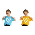 thumbnail image 1 of SGMVNU 2 Pack Girl's T Shirts Fashion Summer Short Sleeve Heart Print Graphic Tees Casual Loose Fit Basic Top, Size 9-10 Years, Yellow & Light Blue, 1 of 6