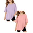 thumbnail image 1 of SGMVNU 2 Pack Girls Oversized T Shirts Fashion Summer Tee Tops Casual Loose Short Sleeve Crew Neck Workout Tops, 7-8 Years, Pink, Light Purple, 1 of 6