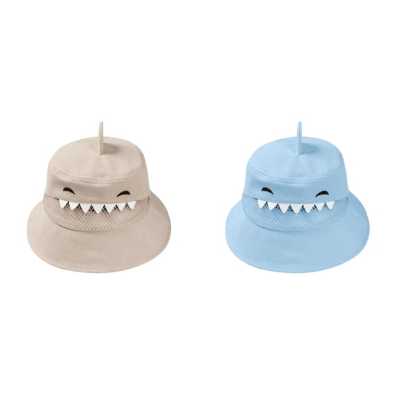 SGMVNU 2 Pack Toddler Baby Kids 8-24 Months Sun Hats, Boys and Girls Summer Bucket Hats with Sun Protective, Outdoors Beach Hat ,Set M