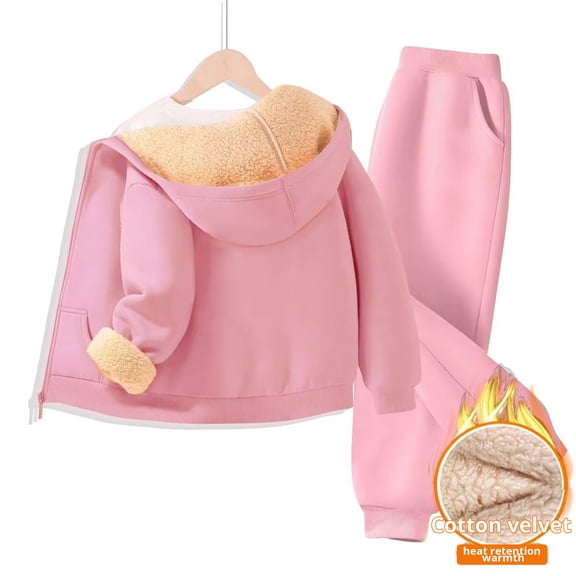 SGMVNU 2 Piece Outfit for Boys Girls Full Zipper Tracksuits Thick Lined Jogging Suits Hoodies with Pockets Tracksuits Kids Clothes, Size 3-4 Years, PK2