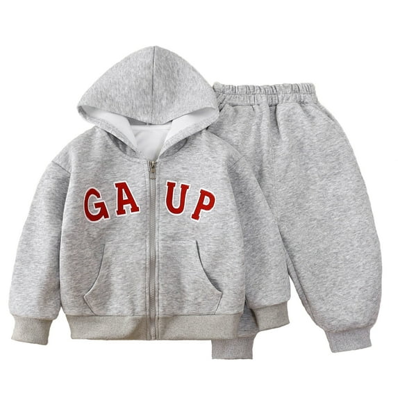 SGMVNU 2 Piece Sweatshirt Outfit for Girls Boy Solid Color Zipper Hoodie and Sweatpants Outfits Fall Winter Toddler Sweatsuit, Size 2-3 Years, Grey