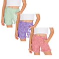 thumbnail image 1 of SGMVNU 3 Pack Girls Gingham Shorts Plaid Elastic Waist Ruffle Casual Summer Checkered Bottoms with Pockets, 11-12 Years, Purple, Red, Light Green, 1 of 8