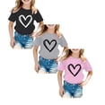 thumbnail image 1 of SGMVNU 3 Pack Girls Short Sleeve T Shirts Heart Printed Shirt Casual Loose Fit Crew Neck Cotton Tops Summer Shirt , Size 1-2 Years, 1 of 7