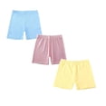 thumbnail image 1 of SGMVNU 3 Pack Summer Cotton Shorts for Girls Elastic Waist Strench Biker Shorts Casual Pull-on Athletic Shorts, 5-6 Years, Pink, Yellow, Light Blue, 1 of 8