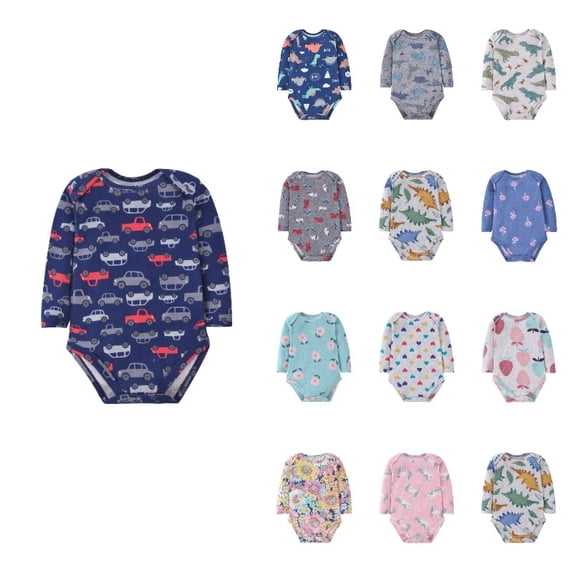 SGMVNU Baby Boys Clothes Bodysuits Long Sleeve Cute Print Rompers for Baby Comfortable Soft Daily Wear Suits Navy Size 2-2.5 Years