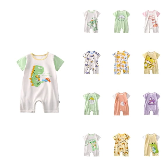 SGMVNU Baby Boys Clothes Cartoon Printed Soft Romper for Baby Boys Bodysuits Comfortable Wear White3 Size 3-6 Months