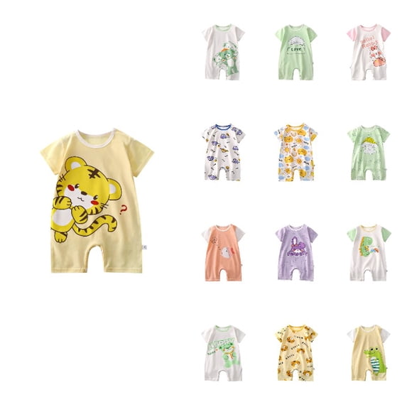 SGMVNU Baby Boys Clothes Cartoon Printed Soft Romper for Baby Boys Bodysuits Comfortable Wear Yellow2 Size 12-18 Months