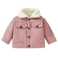 thumbnail image 1 of SGMVNU Baby Boys Girls Corduroy Jacket, Kids Toddler Sherpa Lined Tops Outerwear, Lapel Button Down Thicked Warm Coat Winter Autumn, Pink, 18 Months, 1 of 6