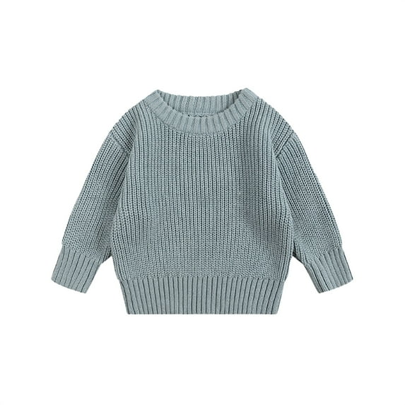 SGMVNU Baby Boys' Girls' Sweater Fall Solid Color Kids Crew Neck Pullover Infrant Kids Fall Winter Warm Sweaters Tops Knitwear(Size 5-6 Years,Sky Blue)