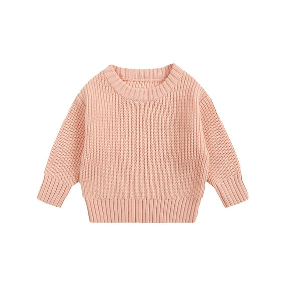 SGMVNU Baby Boys' Girls' Sweater Fall Solid Color Kids Crew Neck Pullover Infrant Kids Fall Winter Warm Sweaters Tops Knitwear(Size 5-6 Years,Watermelon Red)