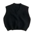 thumbnail image 1 of SGMVNU Baby Boys Girls V Neck Comfort Knitted Sleeveless Pullover Sweater Vest Toddler Knit Tops Kids Fall Clothes(Size 5-6 Years,Black), 1 of 3