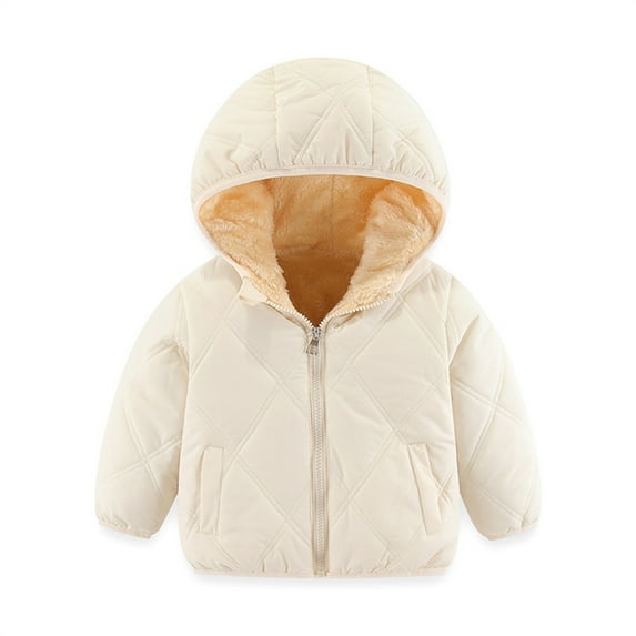 SGMVNU Baby Boys Girls Winter Coats Toddlers Kids Puffer Jacket Hooded Down Snow Jacket Coat Outerwear with Pockets(Size 5-6 Years, Beige)