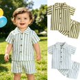 thumbnail image 1 of SGMVNU Baby Boys Summer Shorts Set Striped Short Sleeve Button Down Shirt and Matching Shorts 2 Piece Casual Outfits, Size 9-12 Months, Light Blue, 1 of 9
