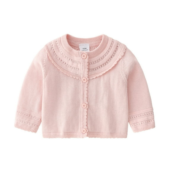 SGMVNU Baby Girl Cardigan Sweater Toddler Floral Embroidered Button Down Knit Sweaters Fall Winter Clothes, Kid's Knitwear Tops, Pink, 2-3 Years