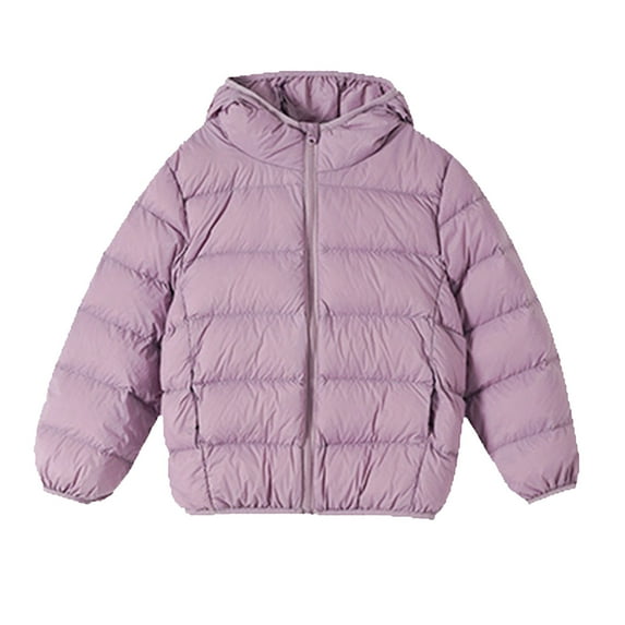SGMVNU Baby Girls Boys Down Jacket Winter Padded Coats with Hood Toddler Light Puffer Coats Outerwear with Pockets(Size 8-10 Years, Light Purple)