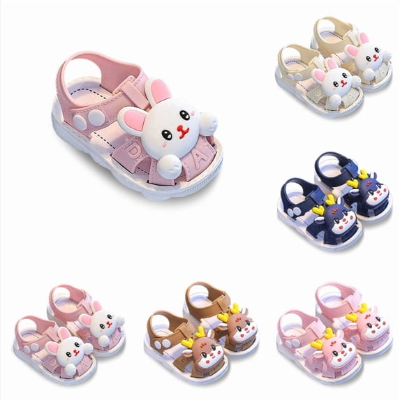 SGMVNU Baby Girls Summer Sandals Cute Close Toe Flat Beach Sandal with Snap Button Casual Dress Shoes for /Toddler, Size 3-6 Months, Light Pink
