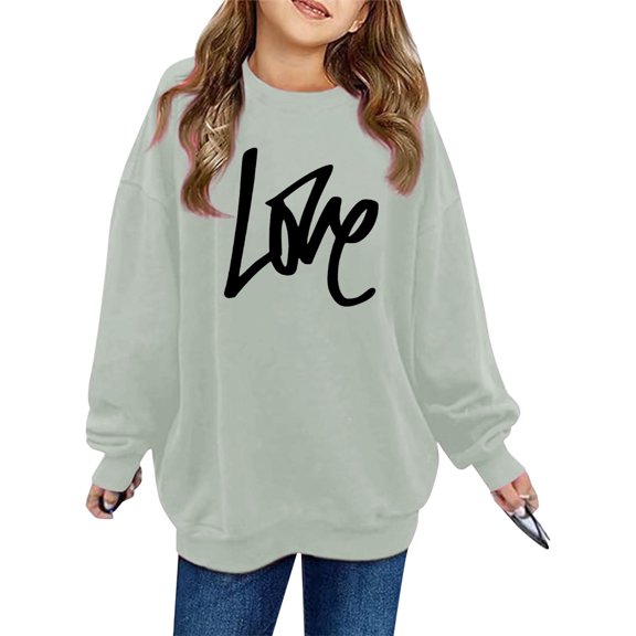 SGMVNU Baby Toddler Cute Graphic Crewneck Sweatshirt 12-18 Months Girl's Long Sleeve Drop Shoulder Pullover Shirt Fashion Fall Tops Grey