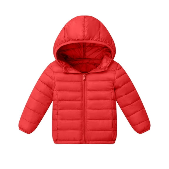 SGMVNU Big Boys and Girls' Lightweight Water-Resistant Packable Hooded Puffer Jacket Kids Padded Jacket Coats with Pockets(z25118_3-Red, 6-7 Years)