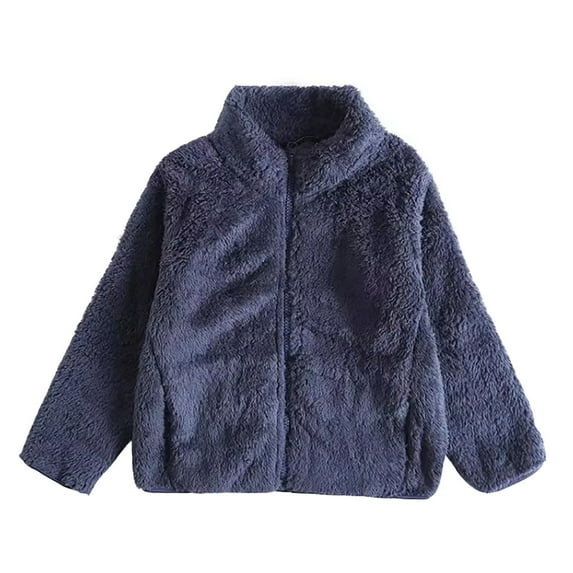 SGMVNU Boy and Girl Vest Jacket Toddler Kids Baby Girls Boys Solid Wool Coat Jacket Outerwear Zipper Warm Heavy Winter Outwear With 2 Pockets(Size 3-4 Years, Navy)