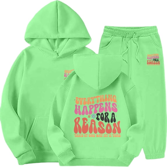 SGMVNU Boys 2 Piece Outfits Girls Sweatsuit Set Graphic Print Long Sleeve Hoodie and Sweatpants Fall Winter Clothes, Size 3-4 Years, Green