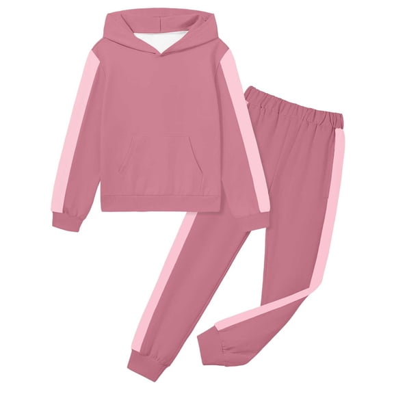 SGMVNU Boys 2 Piece Outfits Girls Sweatsuit Set Printed Casual Hoodies Long Sleeve Fashion Sweatshirts and Sweatpants Tracksuit Set, Size 4-5 Years, Pink