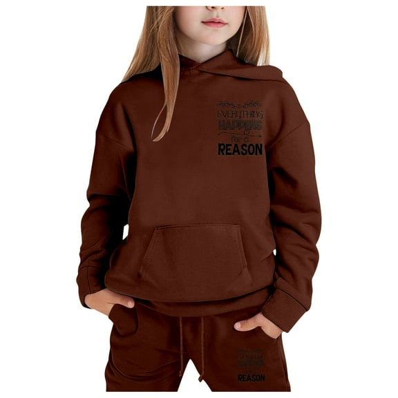 SGMVNU Boys 2 Piece Outfits Girls Sweatsuit Set Striped Hoodie Sweatshirts Top and Pants for Kids Sportwear Outfit, Size 4-5 Years, Brown