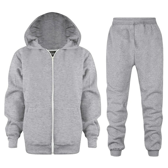 SGMVNU Boys 2 Pieces Sweatsuits Active Zipper Long Sleeve Hoodie Sweatshirt and Sweatpants Kid Athletic Tracksuit Clothing Set, Size 7-8 Years, Grey