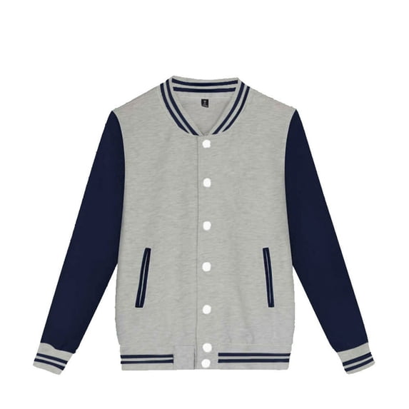 SGMVNU Boys Baseball Jacket Button Bomber Jacket with Pockets Autumn Jackets Coat, Transitional Spring Fall Jacket Outerwear for Kids(Size 90,Grey)