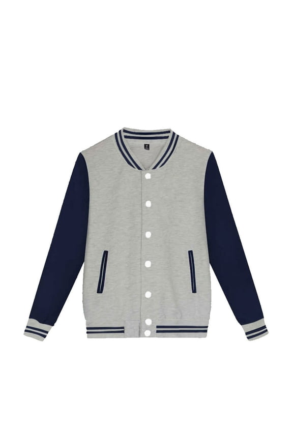 Boys Baseball Jacket Button Bomber Jacket with Pockets Autumn Jackets Coat, Transitional Spring Fall Jacket Outerwear for Kids(Size 90,Grey)