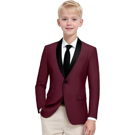 SGMVNU Boys Blazer Suit Jacket Summer Fall Casual Jackets Coats Wedding Guest Outfit Formal Blazer for Boy School Uniform Beach Wedding, Red, 6-7 Years