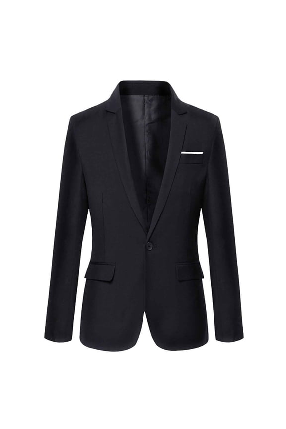 Boys Blazer Suit Jackets Casual Long Sleeve Open Front Kids Wedding Formal Suits Jacket Boy School Uniform Tuxedo Outfit, Black, 18-19 Years