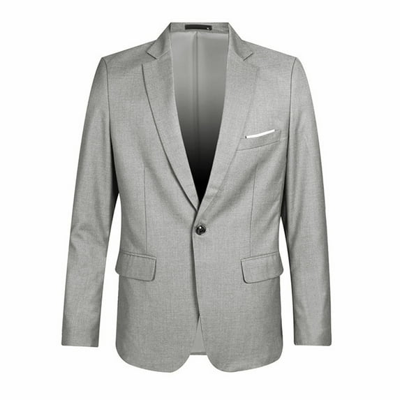 SGMVNU Boys Blazer Suit Jackets Casual Long Sleeve Open Front Kids Wedding Formal Suits Jacket Boy School Uniform Tuxedo Outfit, Grey, 17-18 Years