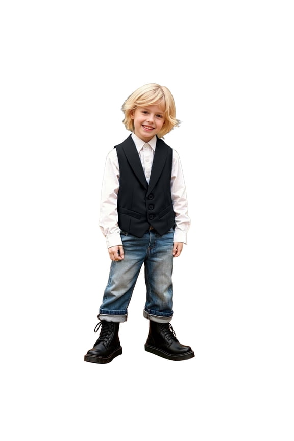 Boys Blazer Suit Jackets Casual Long Sleeve Open Front Kids Wedding Formal Suits Jacket Boy School Uniform Tuxedo Outfit Size 3-4 Years, z929C-Black