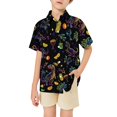 thumbnail image 1 of SGMVNU Boys Button T Shirts Trendy Casual Boys Shirts Size 5 Short Sleeve Tops Lapel Collar Printed Classic Blouse Shirt for Summer Spring Beach(Size 13-14 Years,Black#1), 1 of 7