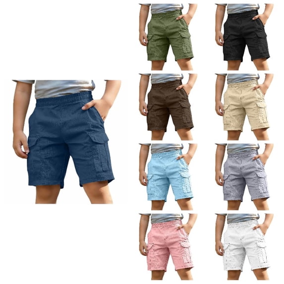 SGMVNU Boys Cargo Shorts Comfortable Casual Solid Color Short Pants for Summer Fashion Kids Outdoor Play Wear Navy Size 9-10 Years
